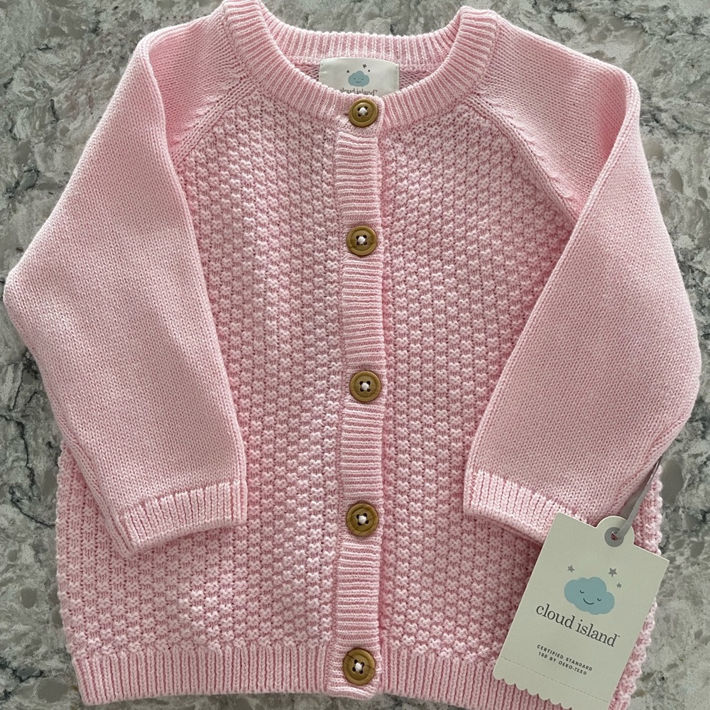 Cloud island pink button down spring sweater 18m